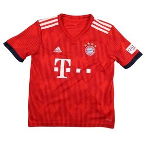Adidas Bayern Munich Soccer Jersey Football T-Shirt‎ Climalite Red Kids M - Flaw